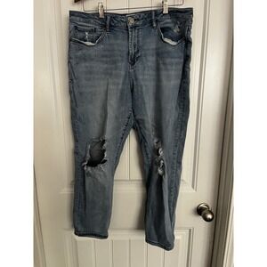 Dear John Blaire Straight Leg Jeans Size 32 Distressed 34x26 Blue Denim Crop 647